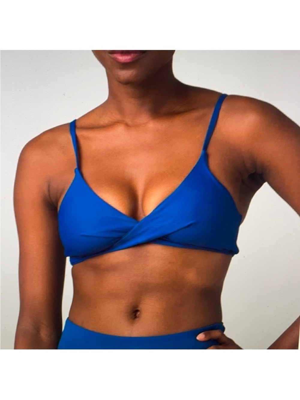 Prana Ruby Sands Bikini Swim Top Blue Crossover Tie Back
